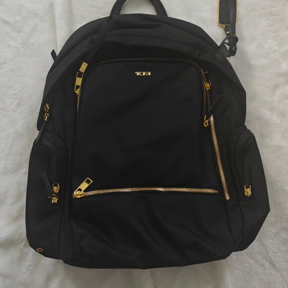 New TUMI Voyageur Celina Laptop Backpack 15 Inch Computer Black/Gold - Picture 7 of 12